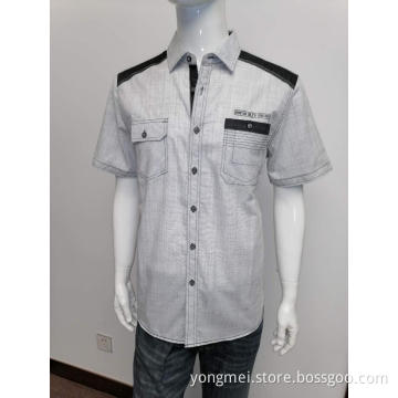 Mens cotton yd slubbed fabric short sleeve shirt